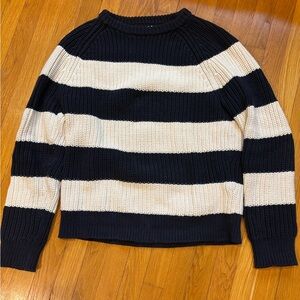 J. Crew Striped Navy and Cream Sweater